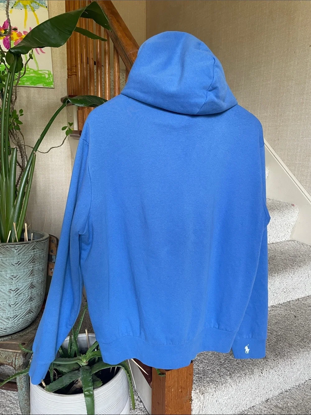 Polo by Ralph Lauren Blue Pullover Hoodie with White Embroidered Logo